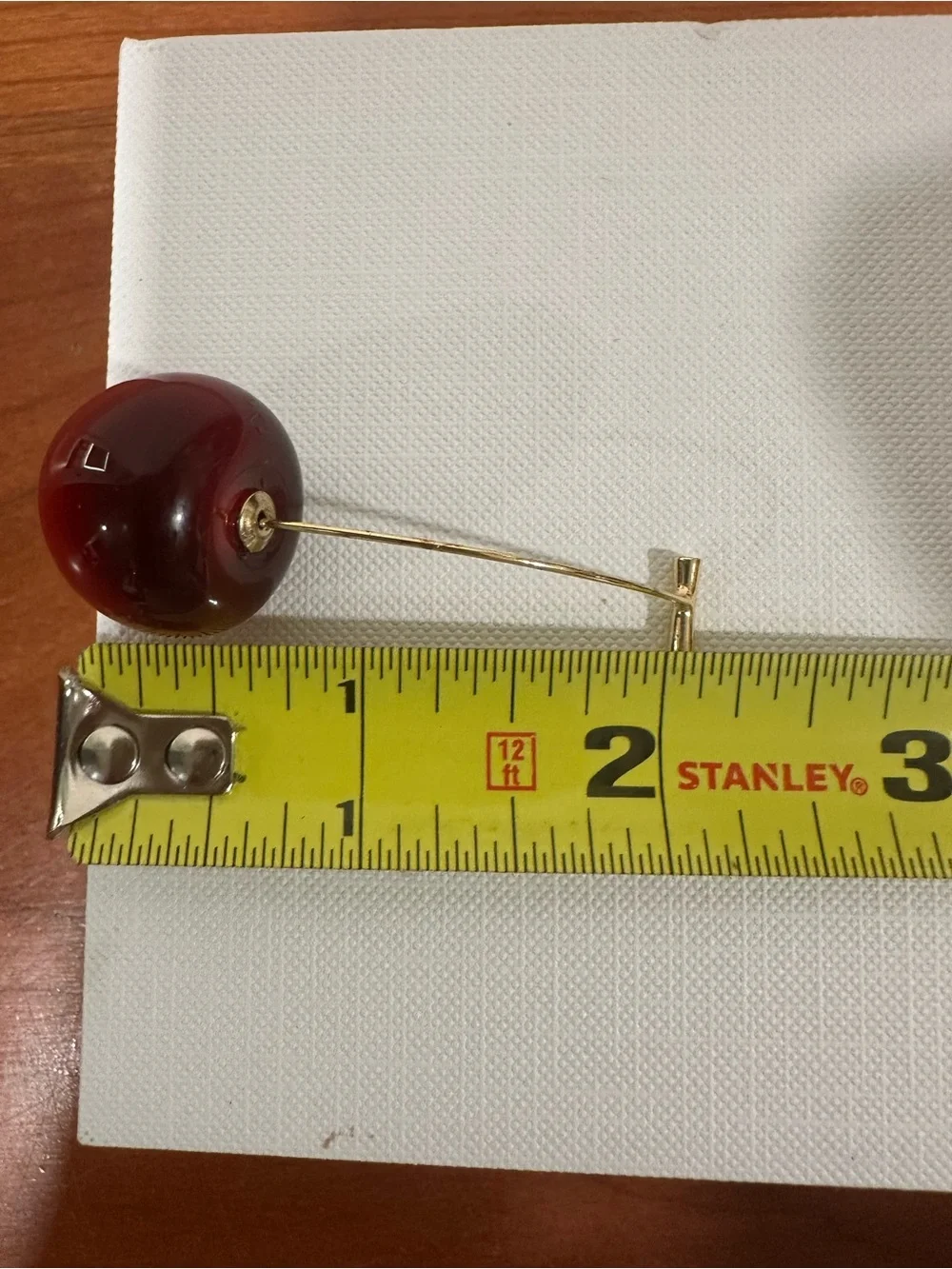 Red Cherry Drop Earrings - Gold Stems